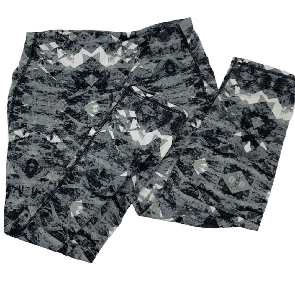 Athleta Cropped Pattern Legging Tights Black Gray - image 1